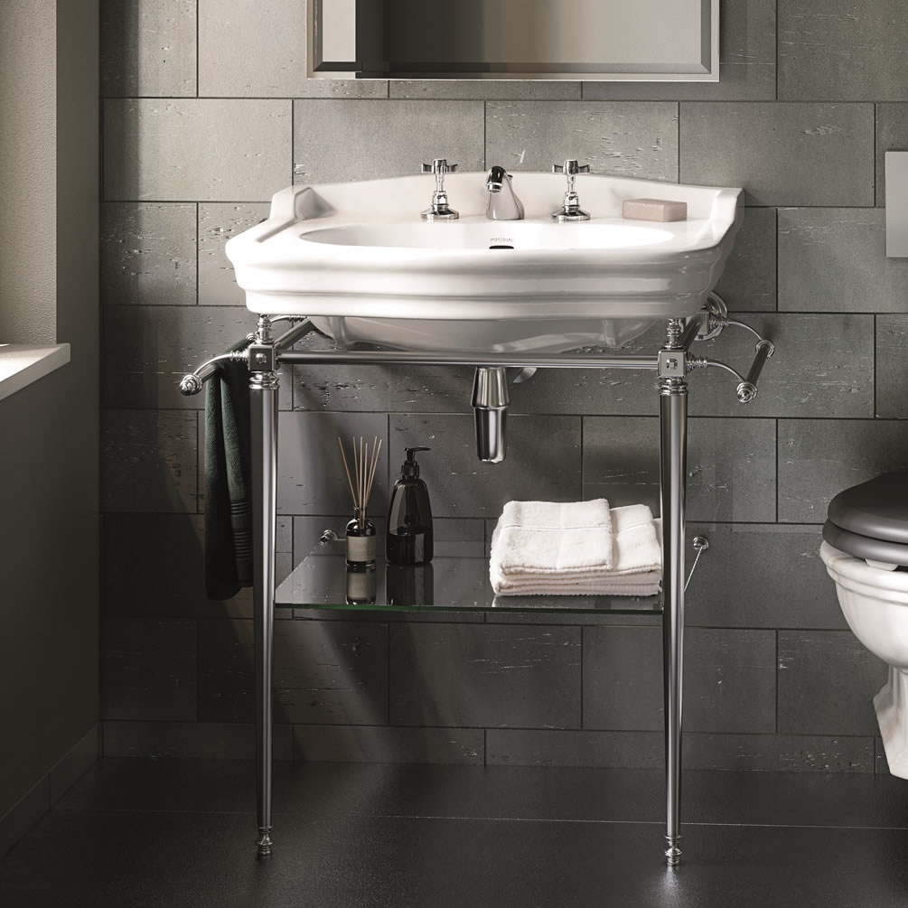 Imperial Regent 700mm Basin With Hampton Chrome Wash Stand - Lifestyle